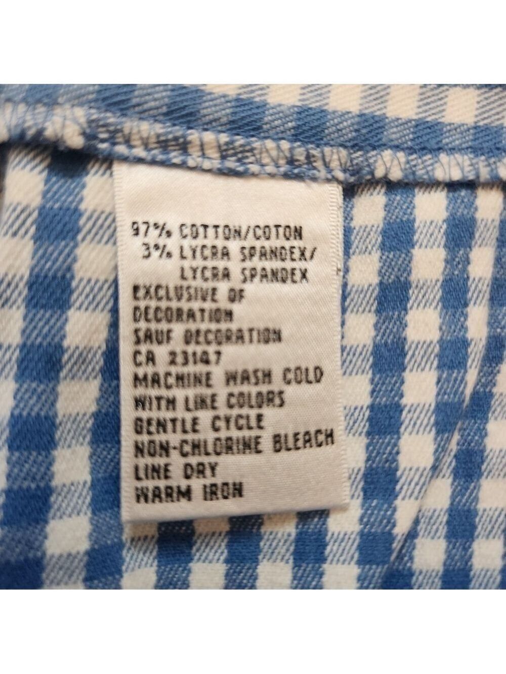 Talbots Skirt 14P Gingham Plaid Blue White Stretch Cotton Stretch Spring! - Picture 5 of 13